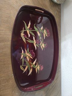 Toyo Lacquerware Floral Serving Tray 19x12