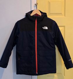 The North Face Insulated Hooded Jacket, Navy Blue/Orange, Boys Medium (10/12)