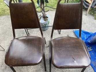 Brown Leather Metal Chairs 