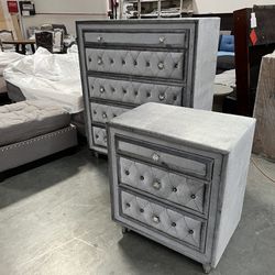 !!!New!!! Bedroom Furniture, Grey 5-Drawer Chest, Upholstered Chest In Grey, Dovetailed Drawers Chest, Dresser, Nightstand Available 
