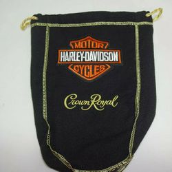 Custom Black Crown Royal Bag w/ Harley Davidson Patch