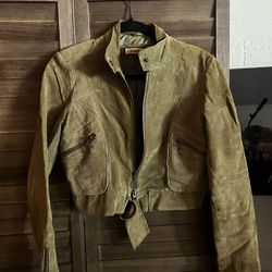Vintage Leather Suede Olive Jacket by Bebe
