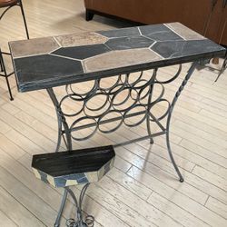 Wrought With Ron And Slate Wine Rack And Shelf