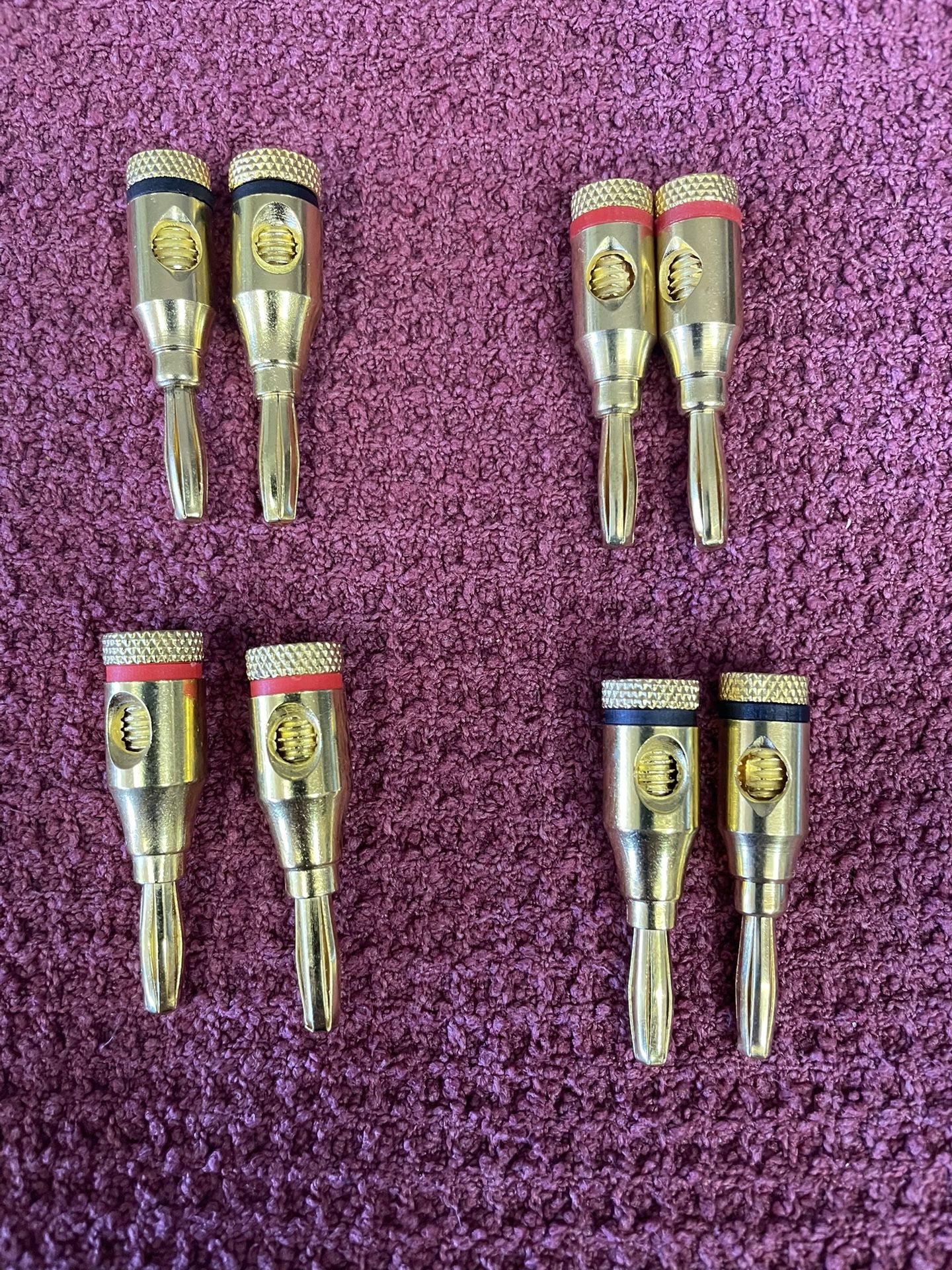 Set Of (8) Banana Plugs For Speakers, Stereos  & Subwoofers. 