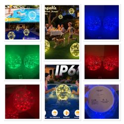 Solar Powered LED Floating Pool Light Ball 2 pcs