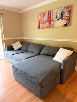 Gray Sectional Sofa with Chaise - $200