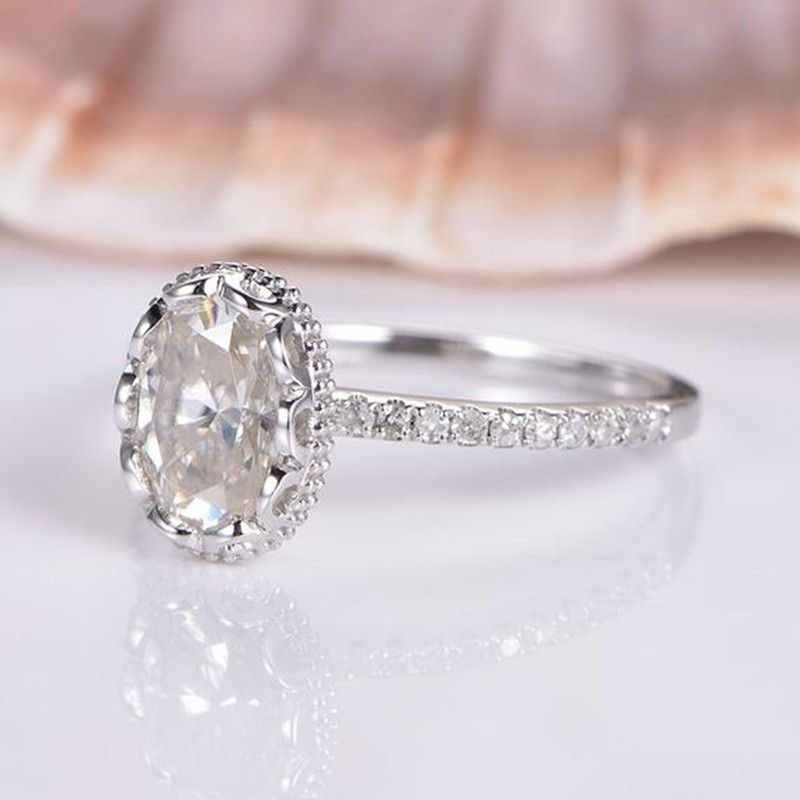 "Wedding/Engagement Oval Flower Dainty Gemstone Silver Ring for Women, VIP431
  