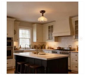 9 in. 1-Light Bowl Brushed Brass Semi-Flush Mount Ceiling Light with Glass Shade - New