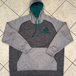 Adidas Climawarm Men’s Hoodie Gray/ Light Gray/ Green Size 2XL