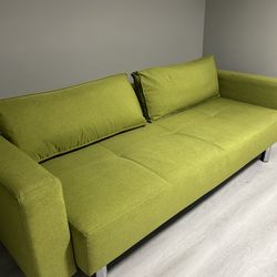 Lime Green Sofa Bed with 2 Pillows