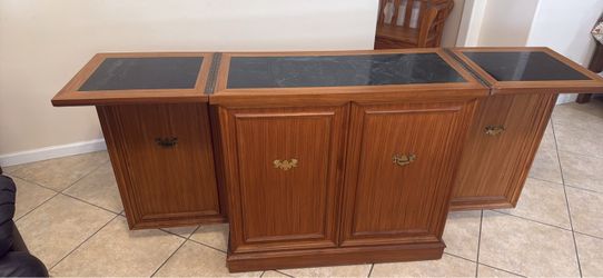 Teak and marble bar