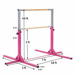 Adjustable Gymnastics Bar Horizontal Training Bar Junior Home Kip Gym Equipment in Pink
