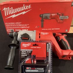 Milwaukee M18 SDS plus D handle rotary hammer with 6.0 high output battery