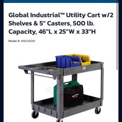 GI HD Global Industrial Utility Cart w/2 Shelves & 5" Casters, 500 lb. Capacity, 46"L x 25"W x 33"H HVAC  New cost over $170 w tax My price is $99 obo