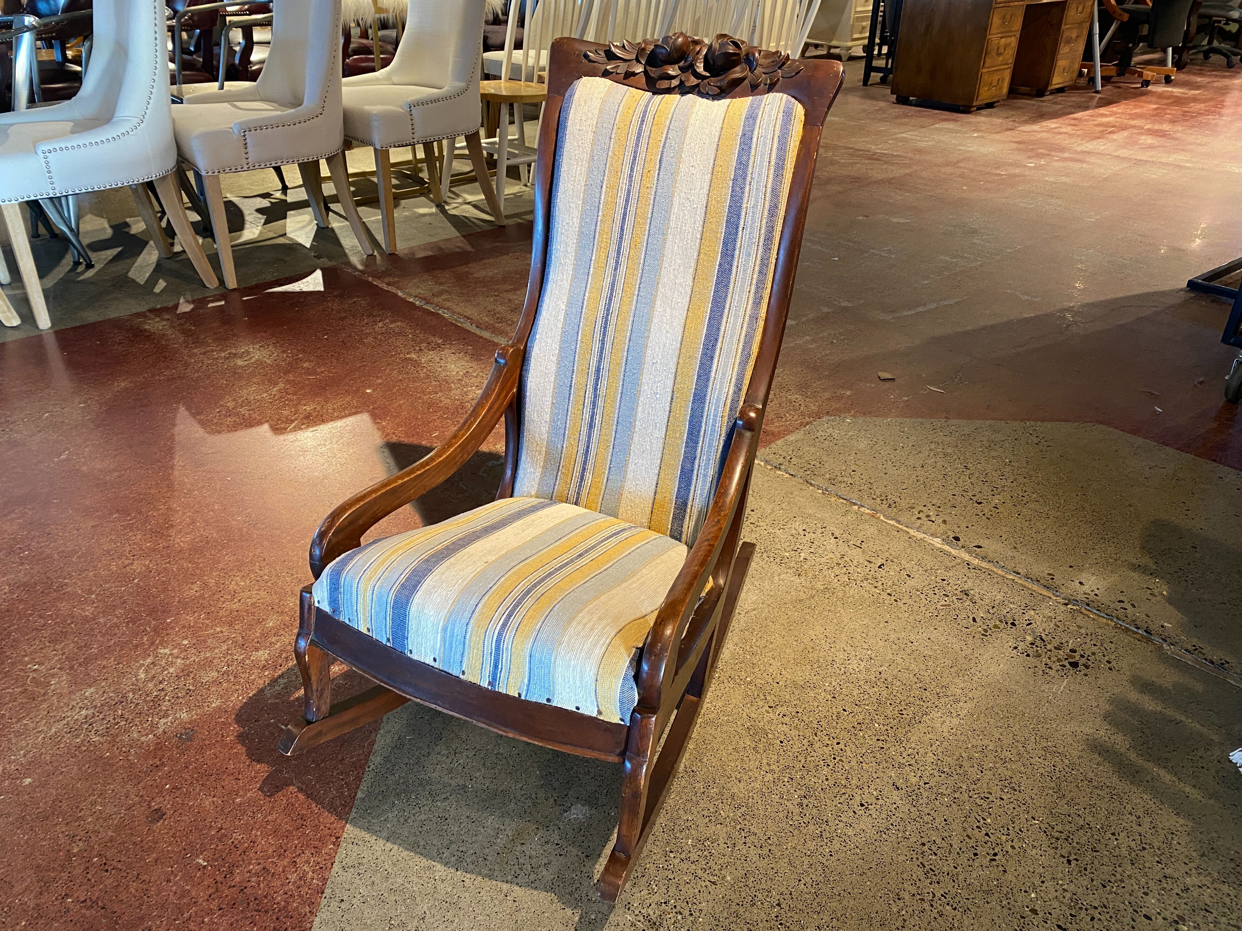 Rose Back Rocking Chair Petite Wood Rocking Chair with Rose Carving for Sale in Auburn, WA ...