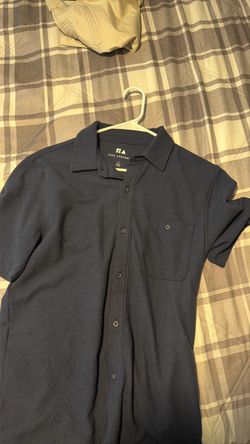Free Assembly Navy Button-Up Short Sleeve Shirt