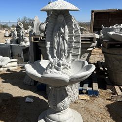 New Virgin Of Guadalupe Water Fountain Made Out Of Cement Perfect Gift 