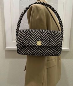 Anine Bing Wool Bag In Fishbone Pattern