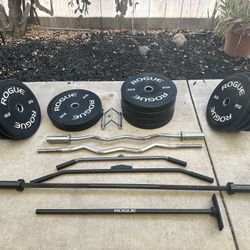 Rogue Monster Lite With 420lbs Bumpers And 45lb Rogue Bar