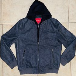 Guess LA 2 Layer Removable Hoodie Bomber Jacket Mens Medium