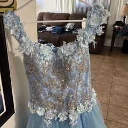  blue Quinceañera dress 