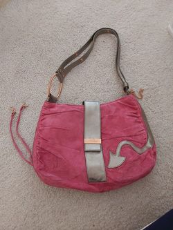 Cute pink leather shoulder bag