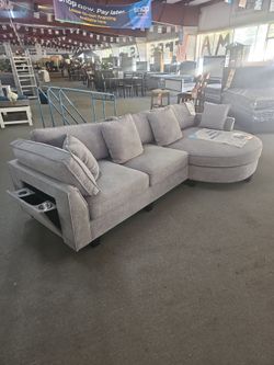 GREY SECTIONAL  w/ power usb