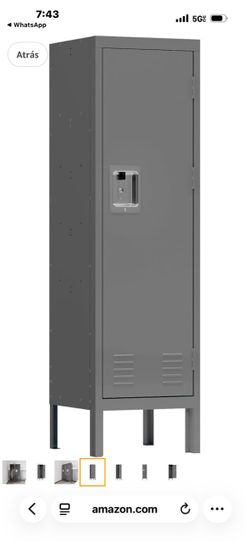 1-Door Tall Metal Cabinet, Retro Style, Industrial Furniture, for Living Room/Bedroom/Storage Room/Gym/School
