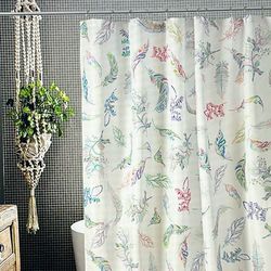 Waterproof Shower Curtain With 12 Stainless Steel Hooks 