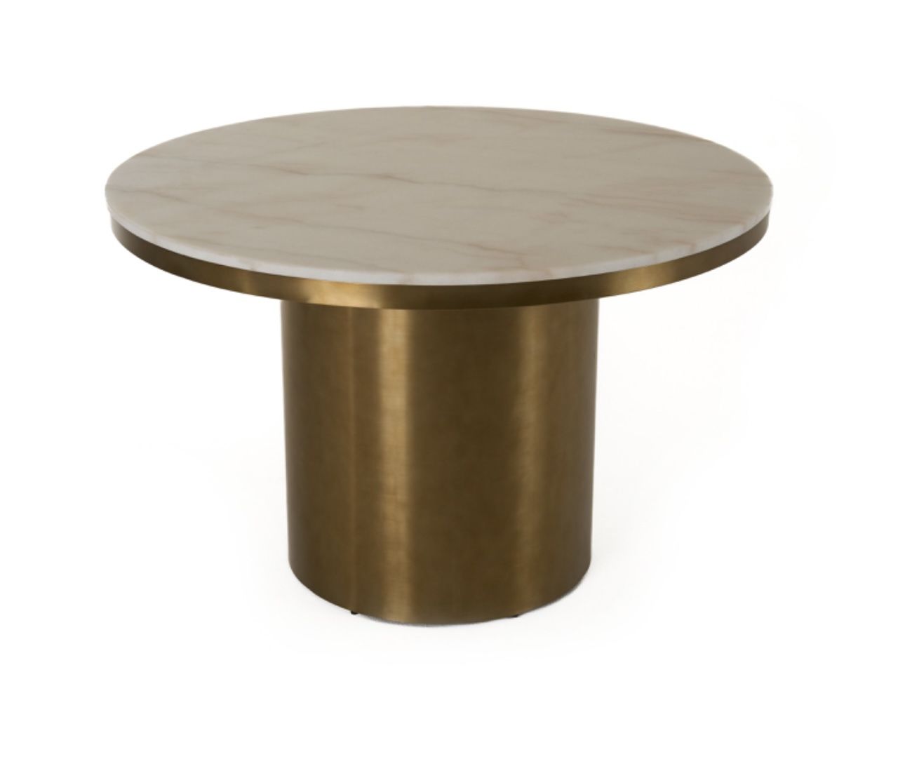 Glam White Marble & Brush Gold Round Dining Table