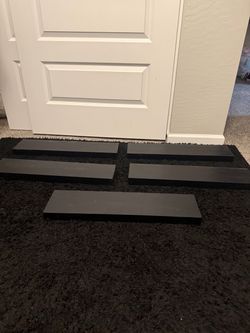 Set of 5 Black Floating Wall Shelves