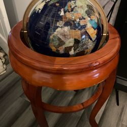Vintage Blue Lapis Gemstone Floor Globe