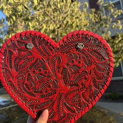 Leather Purse / Hand embroidered 