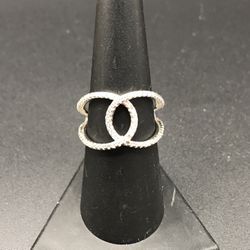 925 Sterling Silver CZ Interlocking Ring Size 7.5