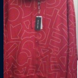 MICHAEL KORS SPRING 2021 MEN'S FULL ZIPPER THICK HEAVYWEIGHT HOODIE SWEATER SIZE LARGE WINTER RED MICHAEL KORS LOGO ALL OVER BRAND NEW WITH TAGS. 