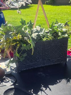 Black Ornate Metal Rectangular Planter Box
