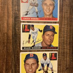 3 Vintage 1955 Topps Baseball Cards