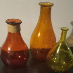 3 vIntage Vases.. Perfect Condition. All Over 12" In Height.