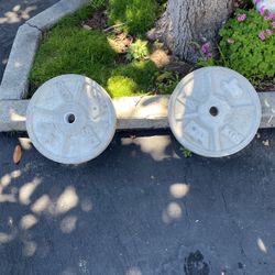 Pair 45 Pound Plate Dumbbell Barbell Olympic Concrete  Weights Gym Equipment Bumper  