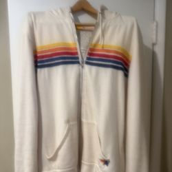 Aviator Nation 5-Stripe Zip Up Hoodie - Off-white / Cream