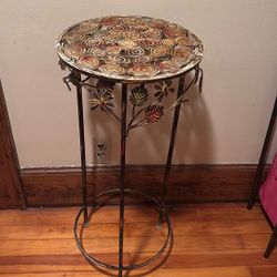 Bronze Colored Metal Floral Plant Stand/Outside Table