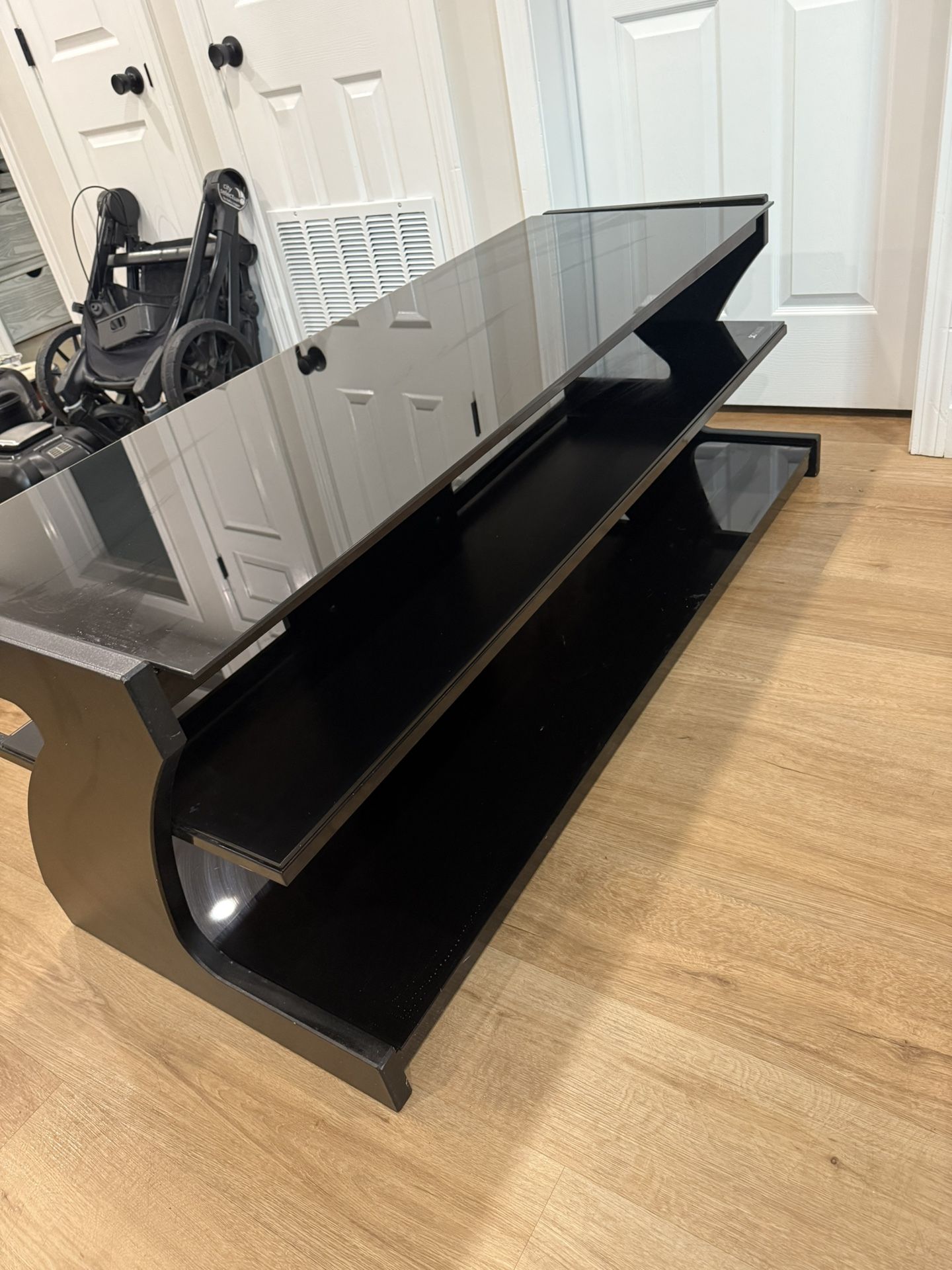Modern Black Glass TV Stand / Console Table -