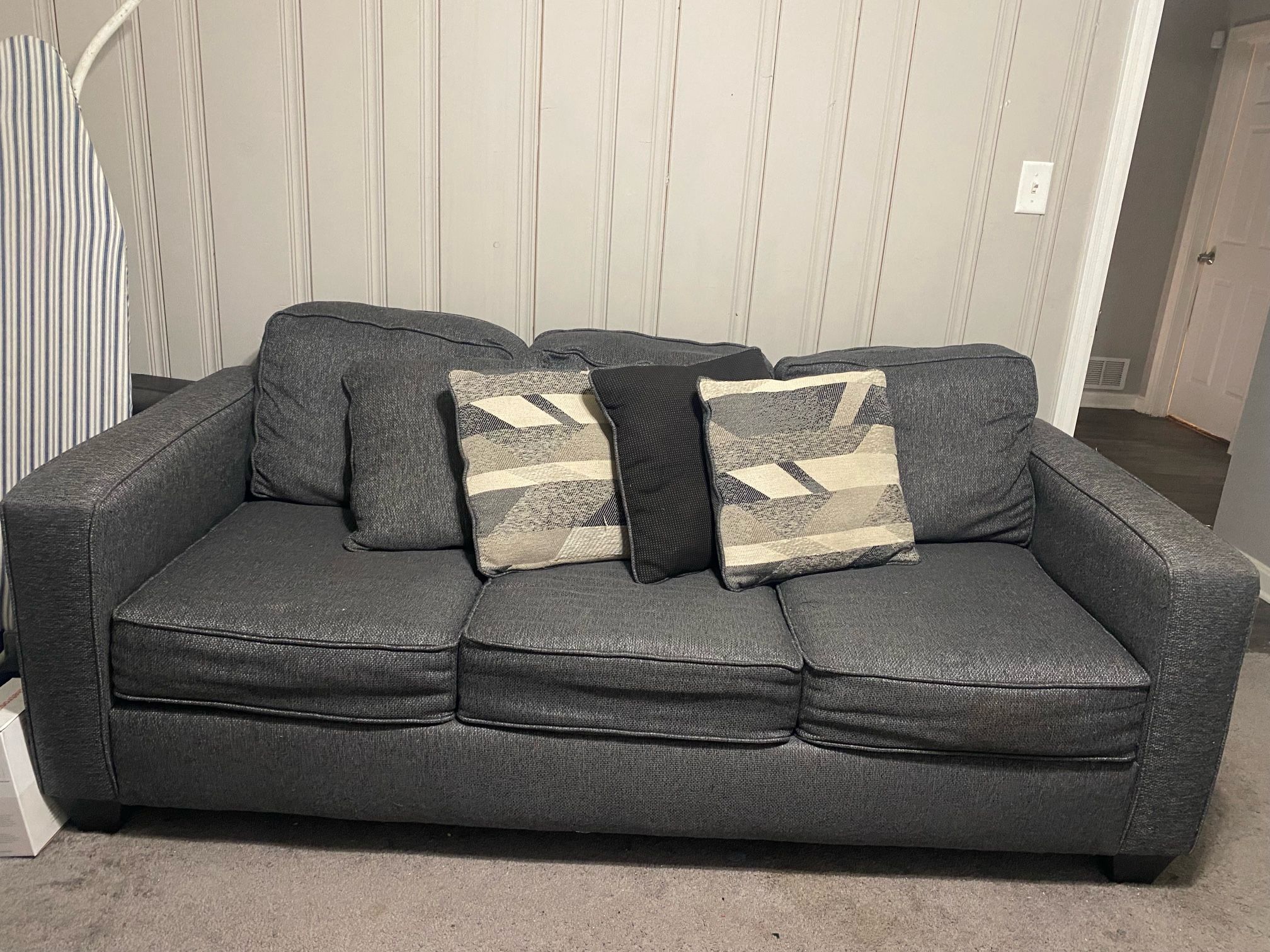 Modern Gray Fabric Sofa -Pullout Sleeper