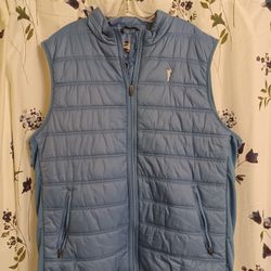 Straight Down Men's XXL Full Zip Blue Golf Puffer Jacket Vest w/ Pockets