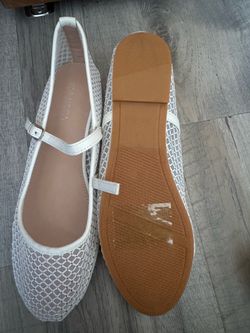 White Mesh Mary flats
