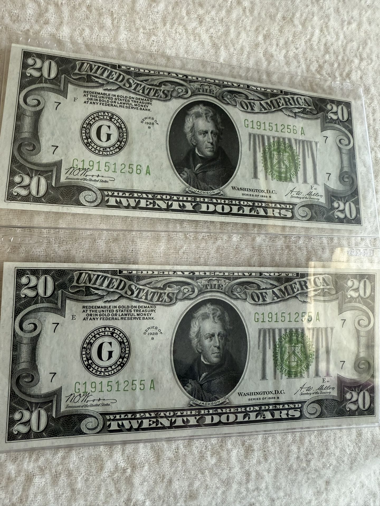 1928 B $20 Dollars Bills Redeemable In Gold Uncirculated