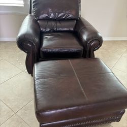 Large Leather Chair With Ottoman