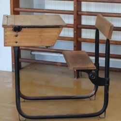 Antique Wooden School Desk 