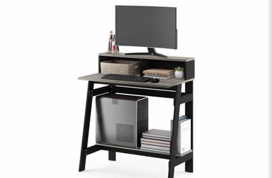 Assembled Black/French Oak Grey Frame Computer Desk