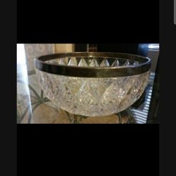  Vintage Crystal With Silver Rim Bowl